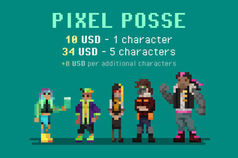 Cute pixel squad lineup!
